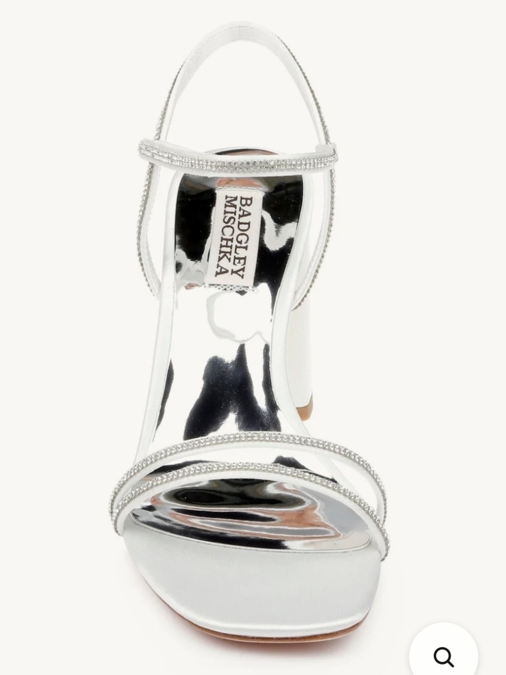 Badgley Mischka Silver Bejeweled Block Heel Sandal
